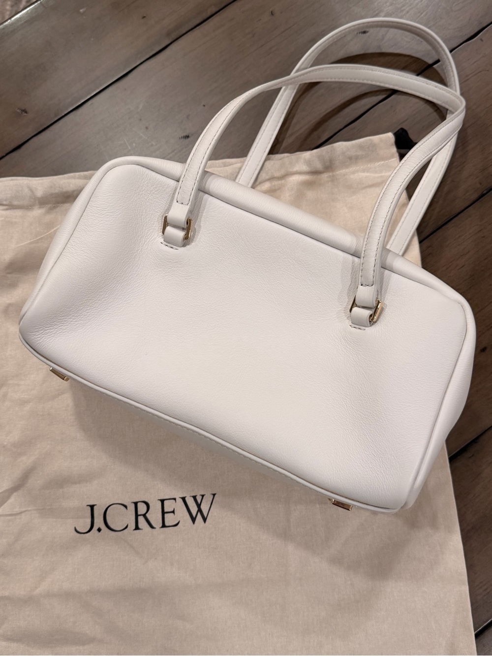 J. Crew White Leather Delphine Top-Handle Shoulder Bag #385